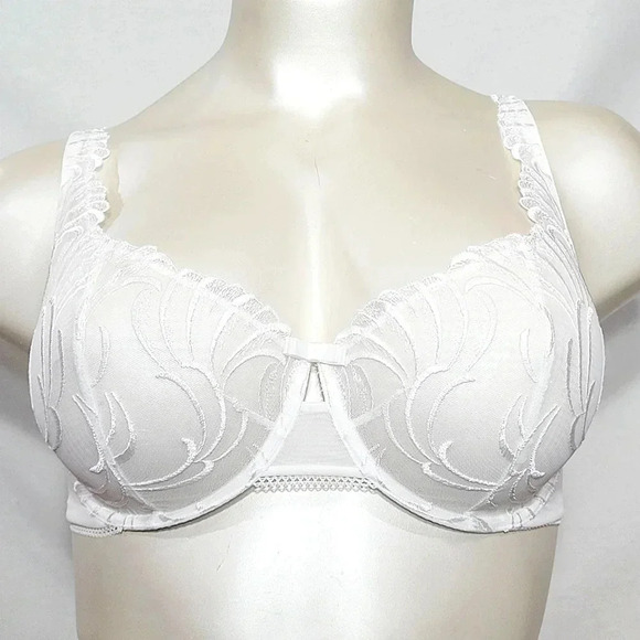 38DDD Felina 110040 Lana Embroidered Unlined Plunge Bra White NWT - Picture 1 of 8
